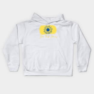 Bloom Through Adversity - Blue Sunflower/Yellow Paint Streak Kids Hoodie